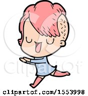 Cute Cartoon Girl With Hipster Haircut by lineartestpilot