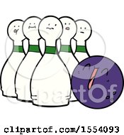 Cartoon Laughing Bowling Ball And Pins by lineartestpilot