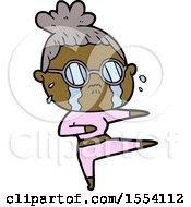 Cartoon Crying Woman Wearing Spectacles