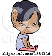 Cute Cartoon Girl With Hipster Haircut