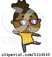 Cartoon Happy Woman Wearing Spectacles