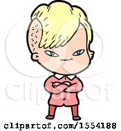 Cute Cartoon Girl With Hipster Haircut