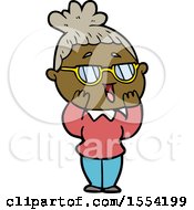 Cartoon Happy Woman Wearing Spectacles