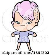 Cute Cartoon Girl With Hipster Haircut