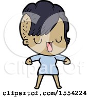 Cute Cartoon Girl With Hipster Haircut