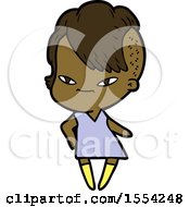 Cute Cartoon Girl With Hipster Haircut