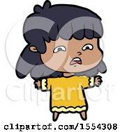 Cartoon Worried Woman