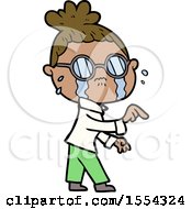 Cartoon Crying Woman Wearing Spectacles