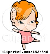 Cute Cartoon Girl With Hipster Haircut