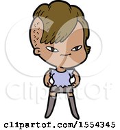 Cute Cartoon Girl With Hipster Haircut