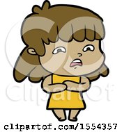 Cartoon Worried Woman