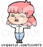 Cartoon Worried Woman