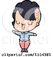 Cute Cartoon Girl With Hipster Haircut