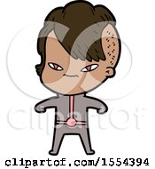 Cute Cartoon Girl With Hipster Haircut