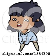 Cartoon Worried Woman