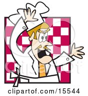 Angry And Frustrated Tempermental Male Chef Screaming And Yelling In The Kitchen Of A Restaurant Clipart Illustration by Andy Nortnik