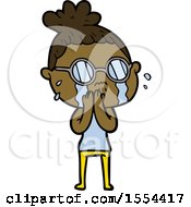 Cartoon Crying Woman Wearing Spectacles