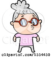 Cartoon Woman Wearing Glasses