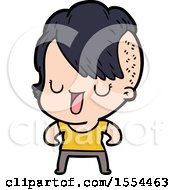 Cute Cartoon Girl With Hipster Haircut