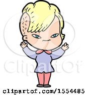 Cute Cartoon Girl With Hipster Haircut