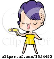 Cute Cartoon Girl With Hipster Haircut