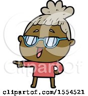 Cartoon Happy Woman Wearing Spectacles