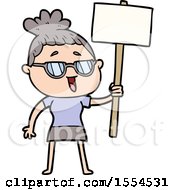 Cartoon Happy Woman Wearing Spectacles