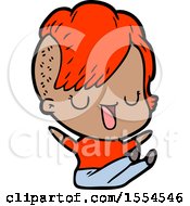 Cute Cartoon Girl With Hipster Haircut