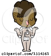 Cute Cartoon Girl With Hipster Haircut