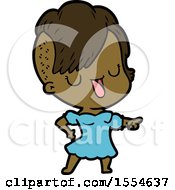 Cute Cartoon Girl With Hipster Haircut