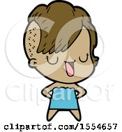 Cute Cartoon Girl With Hipster Haircut