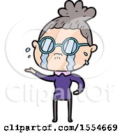 Cartoon Crying Woman Wearing Spectacles