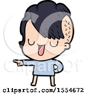 Cute Cartoon Girl With Hipster Haircut