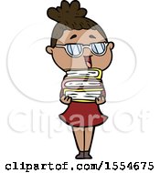 Cartoon Happy Woman Wearing Spectacles