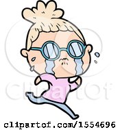 Cartoon Crying Woman Wearing Spectacles