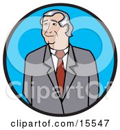 Middle Aged Businessman In A Gray Jacket Red Tie And White Shirt Looking Off To The Side Clipart Illustration