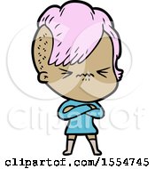 Cartoon Annoyed Hipster Girl