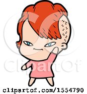 Cute Cartoon Girl With Hipster Haircut