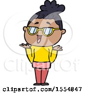 Cartoon Happy Woman Wearing Spectacles