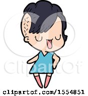 Cute Cartoon Girl With Hipster Haircut