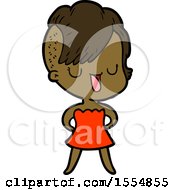 Cute Cartoon Girl With Hipster Haircut