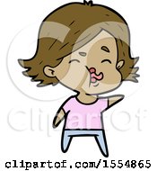 Cartoon Girl Pulling Face