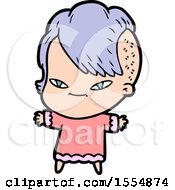 Cute Cartoon Girl With Hipster Haircut