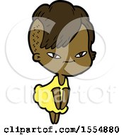 Cute Cartoon Girl With Hipster Haircut