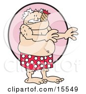 Surprised Old Man In Red And White Polka Dot Boxers Smoking A Cigar