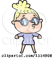 Cartoon Woman Wearing Glasses