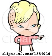 Cute Cartoon Girl With Hipster Haircut