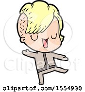 Cute Cartoon Girl With Hipster Haircut