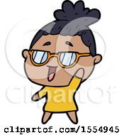 Cartoon Happy Woman Wearing Spectacles