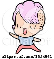 Cute Cartoon Girl With Hipster Haircut